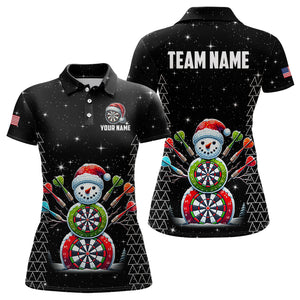 Custom Galaxy Funny Snow Darts Board Christmas Dart Shirts For Women, Santa Xmas Black Dart Jersey TDM3142