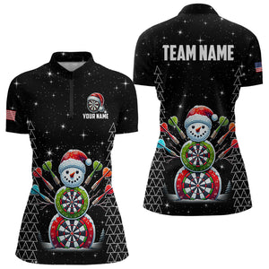 Custom Galaxy Funny Snow Darts Board Christmas Dart Shirts For Women, Santa Xmas Black Dart Jersey TDM3142