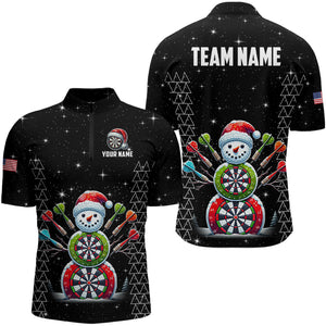 Custom Galaxy Funny Snow Darts Board Christmas Dart Shirts For Men, Santa Xmas Black Dart Jersey TDM3142