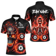 Load image into Gallery viewer, Personalized Magma Crack Skull Billiard Shirts For Men, Fire Flame Billiard Jerseys | Orange TDM3148