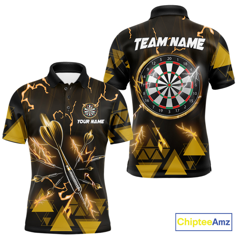 Yellow Darts Arrow Thunder Lightning Dart Shirts For Men Custom Dart Team Jerseys Polo & 1/4 Zip TDM5866