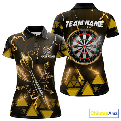 Yellow Darts Arrow Thunder Lightning Dart Shirts For Women Custom Dart Team Jerseys Polo & 1/4 Zip TDM5866