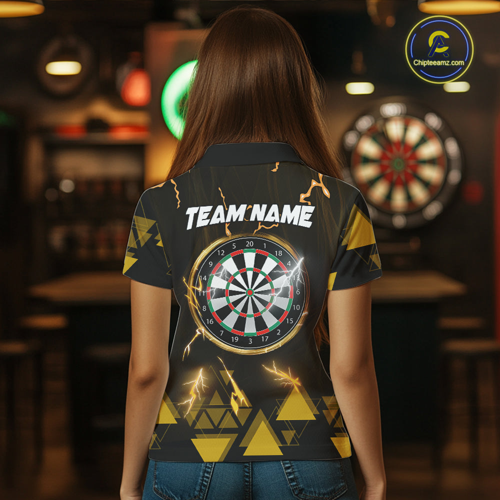 Yellow Darts Arrow Thunder Lightning Dart Shirts For Women Custom Dart Team Jerseys Polo & 1/4 Zip TDM5866