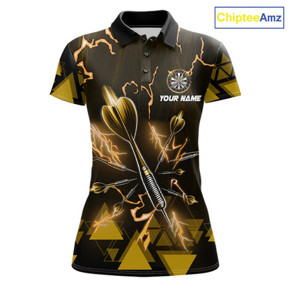 Yellow Darts Arrow Thunder Lightning Dart Shirts For Women Custom Dart Team Jerseys Polo & 1/4 Zip TDM5866