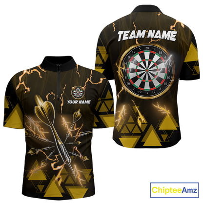 Yellow Darts Arrow Thunder Lightning Dart Shirts For Men Custom Dart Team Jerseys Polo & 1/4 Zip TDM5866