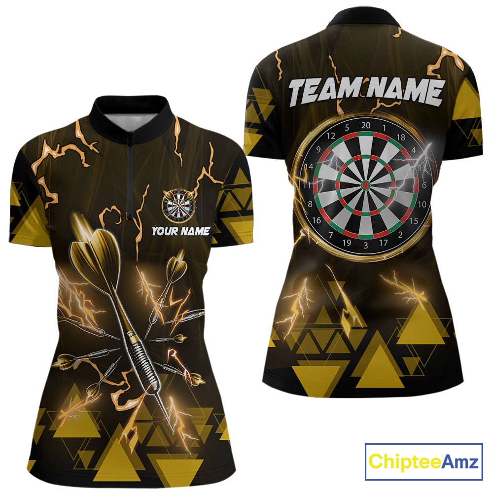 Yellow Darts Arrow Thunder Lightning Dart Shirts For Women Custom Dart Team Jerseys Polo & 1/4 Zip TDM5866