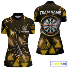 Load image into Gallery viewer, Yellow Darts Arrow Thunder Lightning Dart Shirts For Women Custom Dart Team Jerseys Polo &amp; 1/4 Zip TDM5866