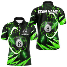 Load image into Gallery viewer, Personalized Green 8 Ball Pool Billiard Shirts For Men Custom Thunder Lightning Pool Jerseys TDM5877