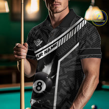 Load image into Gallery viewer, Black And White 8 Ball Break Glass Billiard Shirt For Men Custom Pool Team Jersey Polo &amp; 1/4 Zip TDM6252