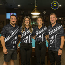 Load image into Gallery viewer, Black And White 8 Ball Break Glass Billiard Shirt For Men Custom Pool Team Jersey Polo &amp; 1/4 Zip TDM6252