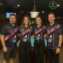 Load image into Gallery viewer, Black And Red 8 Ball Break Glass Billiard Shirt For Men Custom Pool Team Jersey Polo &amp; 1/4 Zip TDM6253