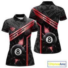 Load image into Gallery viewer, Black And Red 8 Ball Break Glass Billiard Shirt For Women Custom Pool Team Jersey Polo &amp; 1/4 Zip TDM6253