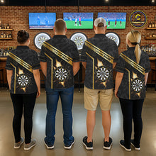 Load image into Gallery viewer, Black And Gold Break Glass Darts Shirt For Men Custom Darts Jersey Team Polo &amp; Quarter Zip Shirt TDM6255