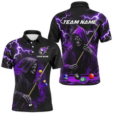 Load image into Gallery viewer, Purple Grim Reaper Billiard Shirts For Men Custom Thunder Lightning Team League Billiard Jerseys TDM2919