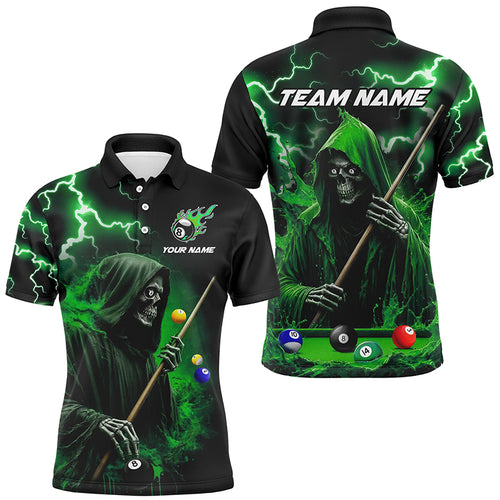 Green Grim Reaper Billiard Shirts For Men Custom Thunder Lightning Team League Billiard Jerseys TDM2920