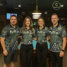 Load image into Gallery viewer, Green Camo 8 Ball Billiard Shirt For Men Custom Pool Team Shirt, Billiard Jersey Polo &amp; 1/4 Zip TDM5655