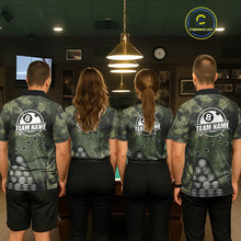 Load image into Gallery viewer, Green Camo 8 Ball Billiard Shirt For Men Custom Pool Team Shirt, Billiard Jersey Polo &amp; 1/4 Zip TDM5655