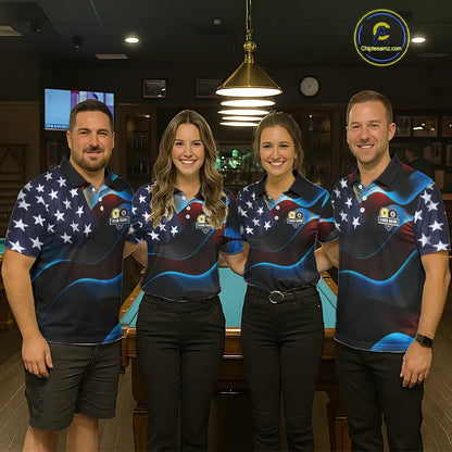 Personalized American Flag 8 Ball & 9 Ball Billiard Shirt For Men, Patriotic Pool Team Jersey TDM5657