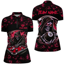 Load image into Gallery viewer, Red Funny Death Skeleton 8 Ball Pool Women Billiard Shirts Custom Name Lightning Billiard Jerseys TDM2159