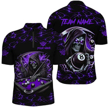 Load image into Gallery viewer, Purple Funny Grim Reaper 8 Ball Pool Men Billiard Shirts Custom Name Lightning Billiard Jerseys TDM2160