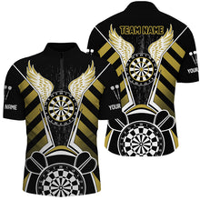 Load image into Gallery viewer, Personalized Black Yellow Darts Board Wings Jerseys Custom Dart Shirts For Men Funny Darts Outfit TDM2931