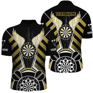 Personalized Black Yellow Darts Board Wings Jerseys Custom Dart Shirts For Men Funny Darts Outfit TDM2931