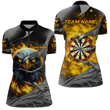 Load image into Gallery viewer, Darts Board Fire Custom Eagle Dart Shirts For Women, 3D Printed Dart League Team Jerseys |Yellow TDM2933