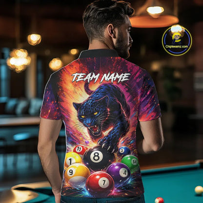 Colorful Billiard Balls Panther 8 Ball Pool Shirt For Men Custom Billiard Jersey Polo & 1/4 Zip TDM5669