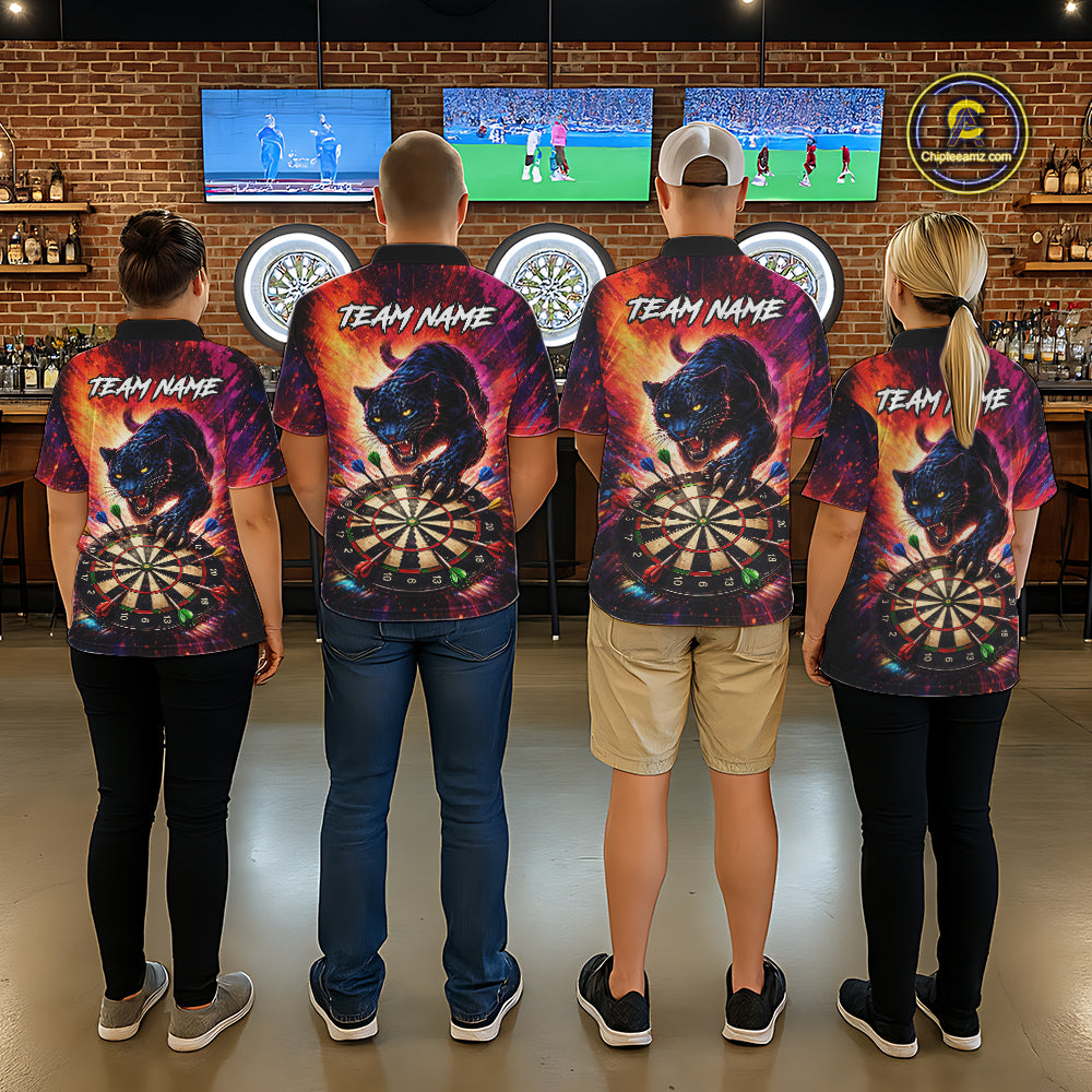 Personalized Colorful Panther Darts Shirt For Men Custom Darts Team Jersey Polo & Quarter Zip TDM5670