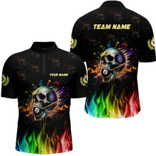 Load image into Gallery viewer, Funny Billiard Colorful Skull Personalized Men Quarter-Zip Shirts Billiard Attire For Team TDM1066