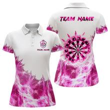 Load image into Gallery viewer, Pink Icy Light White Darts Polo &amp; Quarter Zip Custom Dart Shirts For Women Team Darts Jerseys  TDM3683
