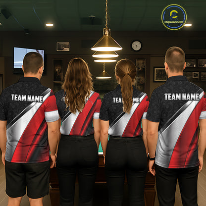 Custom Black, Red And Silver 8 Ball Pool Billiard Jersey For Men, Billiard Tournament Team Shirts TDM7163