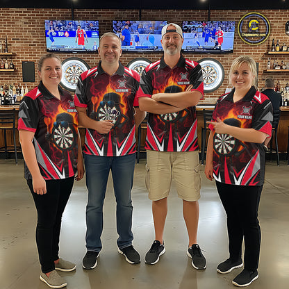 Funny Dartboard Red Flaming Darts Shirt For Women Custom Darts League Jersey Team Polo & Quarter Zip TDM5387