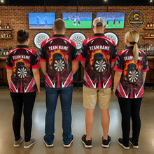 Load image into Gallery viewer, Funny Dartboard Red Flaming Darts Shirt For Men Custom Darts League Jersey Team Polo &amp; Quarter Zip TDM5387