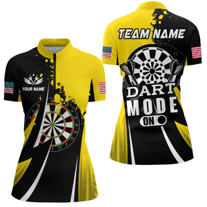 Personalized Yellow Dart Mode On Women Darts Polo & Quarter-Zip Shirt Custom Darts Jersey Team Shirts TDM1654