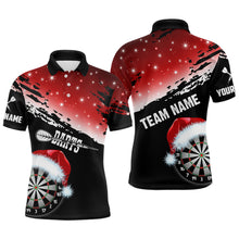 Load image into Gallery viewer, Black And Red Santa Darts Board Custom Christmas Dart Shirts For Men, Funny Xmas Dart Jerseys TDM2953