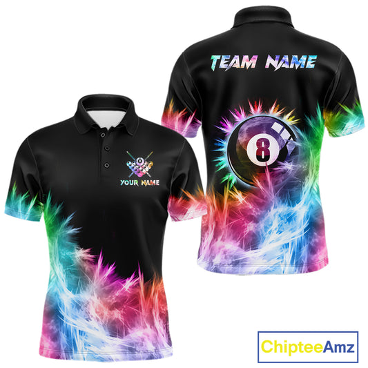 Colorful 8 Ball Pool Icy Light Billiard Polo & Quarter Zip For Men Custom Billiard Team Jerseys TDM5691