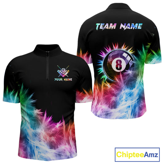 Colorful 8 Ball Pool Icy Light Billiard Polo & Quarter Zip For Men Custom Billiard Team Jerseys TDM5691