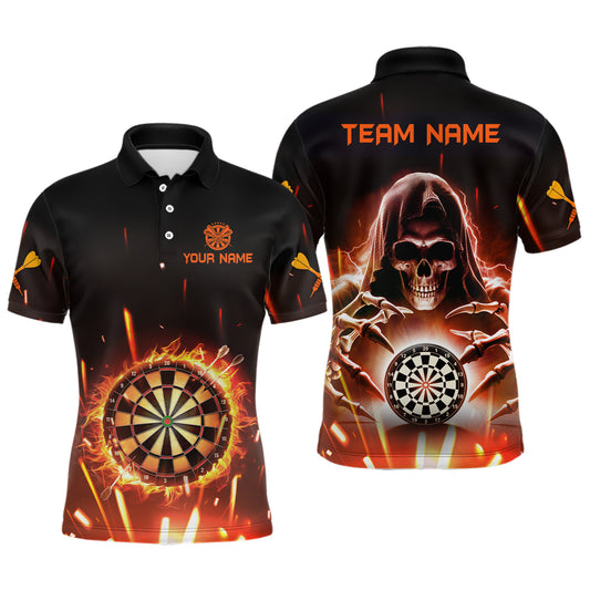 Personalized  Skull Darts Board Fire Flame 3D Men Darts Polo Shirts Custom Darts Team Jersey TDM1404