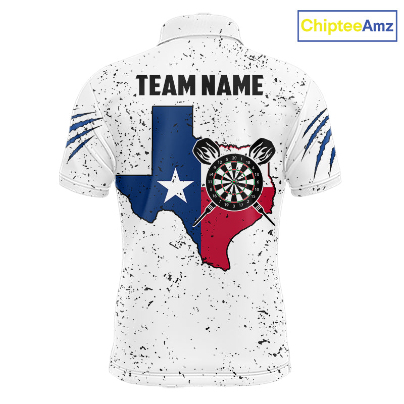 Customized Eagle Texas Flag White Grunge Darts Shirts For Men, Patriotic Darts Team Jersey TDM7178