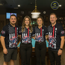 Load image into Gallery viewer, Funny 8 Ball US Flag Billiard Shirt For Men Custom Patriotic Pool Team Jersey Polo &amp; 1/4 Zip TDM6048