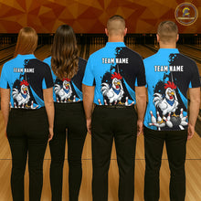 Load image into Gallery viewer, Custom Black And Blue Funny Chicken Bowling Shirts For Women, Bowling Team Jersey Polo &amp; 1/4 Zip TDM6301