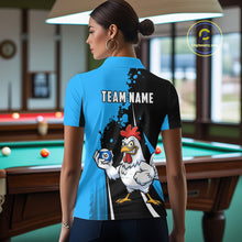 Load image into Gallery viewer, Blue Funny 10 Ball Pool Chicken Billiard Shirt For Women, Billiard Team Jersey Polo &amp; 1/4 Zip TDM6303