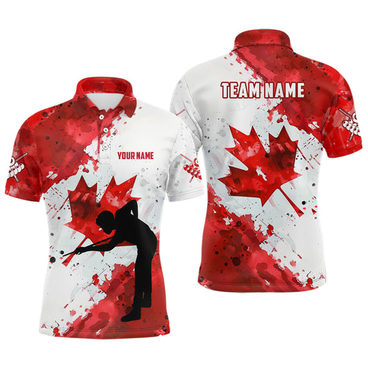Personalized Canada Flag Player Billiard Shirts For Men, Patriotic Canada Day Billiard Jerseys TDM1783