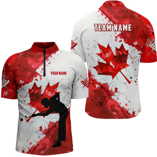 Personalized Canada Flag Player Billiard Shirts For Men, Patriotic Canada Day Billiard Jerseys TDM1783