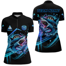 Load image into Gallery viewer, Personalized Blue 3D Darts Board And Shark Women Dart Polo &amp; 1/4 Zip Shirts, Funny Dart Jersey Outfit TDM2957