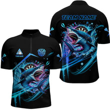 Load image into Gallery viewer, Personalized Blue 3D Darts Board And Shark Men Dart Polo &amp; 1/4 Zip Shirts, Funny Dart Jersey Outfit TDM2957