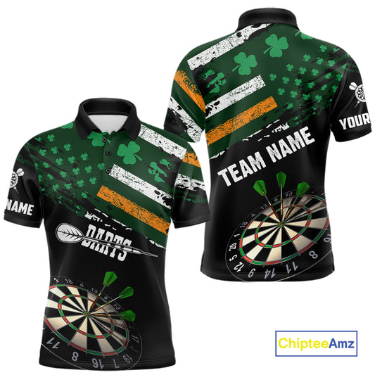 Personalized US Flag St Patrick Day Dart Shirts For Men Custom Patriotic Shamrock Darts Jerseys TDM5708