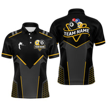 Load image into Gallery viewer, Personalized 8 Ball &amp; 9 Ball Pool Billiard Polo, 1/4 Zip For Men Custom Team Billiard Jersey|Yellow TDM3547