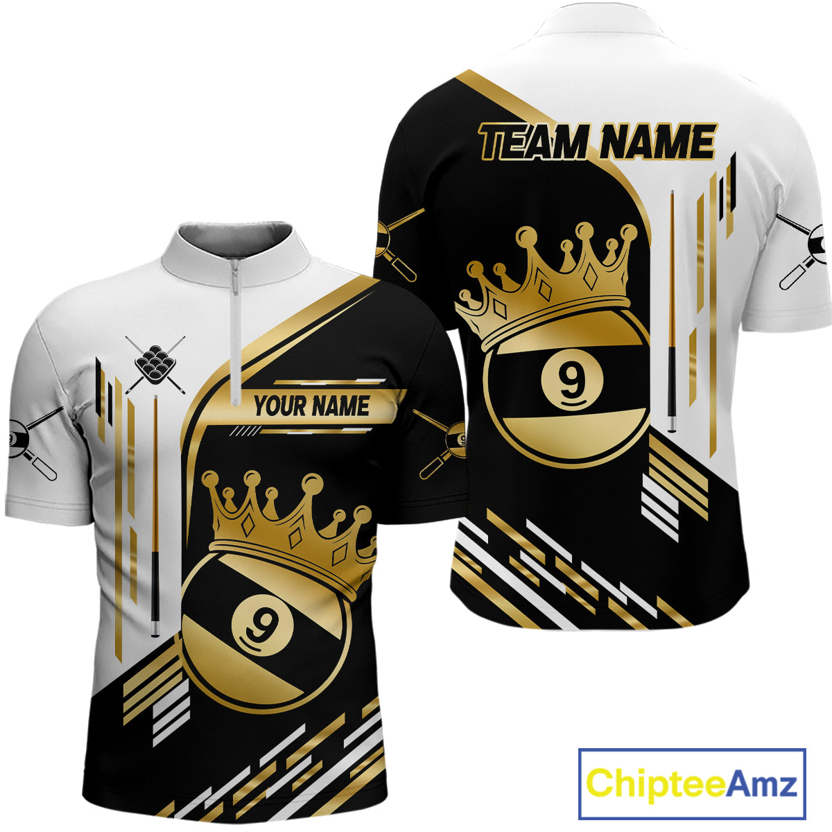 Personalized Golden 9 Ball Pool Crown Billiard Shirt For Men Custom Billiard Team Jerseys Uniform TDM4183